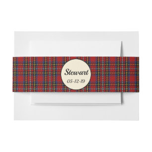 Cintas Para Invitaciones Tartan Stewart Nombre Personalizado y Fecha