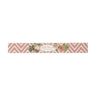 Cintas Para Invitaciones Tea Fiesta Bridal Shower Chevron Stripes Rosa