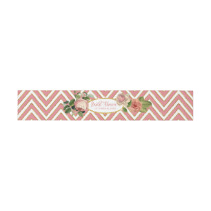 Cintas Para Invitaciones Tea Fiesta Bridal Shower Chevron Stripes Rosa
