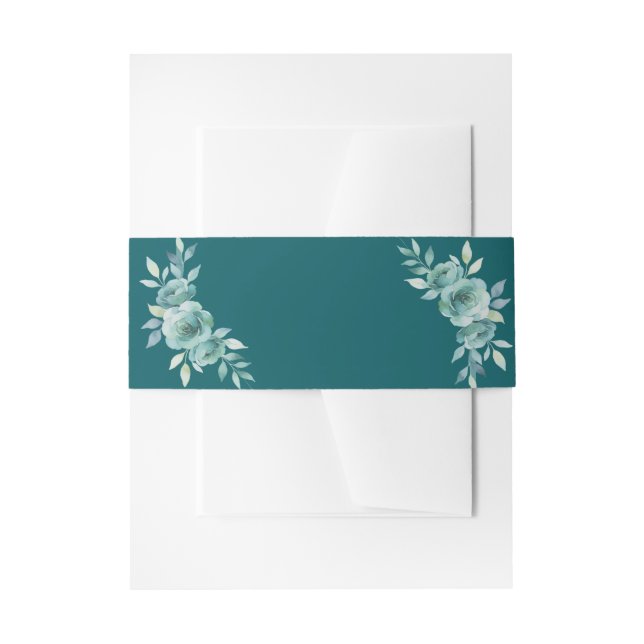 Cintas Para Invitaciones Teal Whisper Blooms Wedding (Anverso Ejemplo)