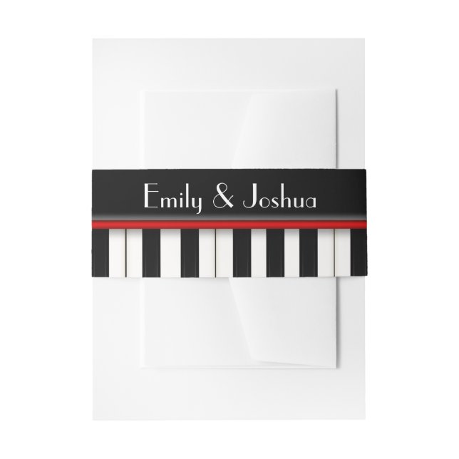 Cintas Para Invitaciones Teclado de piano con nombres (Anverso Ejemplo)