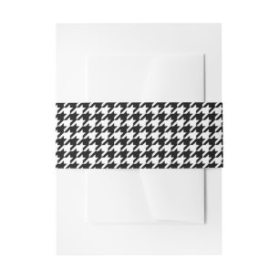 Cintas Para Invitaciones Tejido de Piedra Cuadro de Houndstooth Negro Blanc