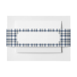 Cintas Para Invitaciones Tela escocesa blanca azul 1