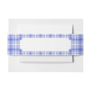Cintas Para Invitaciones Tela escocesa blanca azul 2