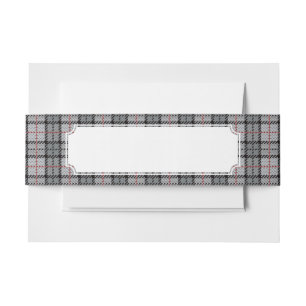 Cintas Para Invitaciones Tela escocesa del pixel en gris con la raya roja