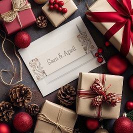 Cintas Para Invitaciones Tema Boda floral marrón