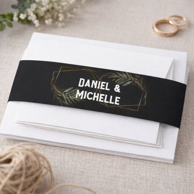 Cintas Para Invitaciones Tema botánico Boda de oro negro con arcos modernos (Subido por el creador)