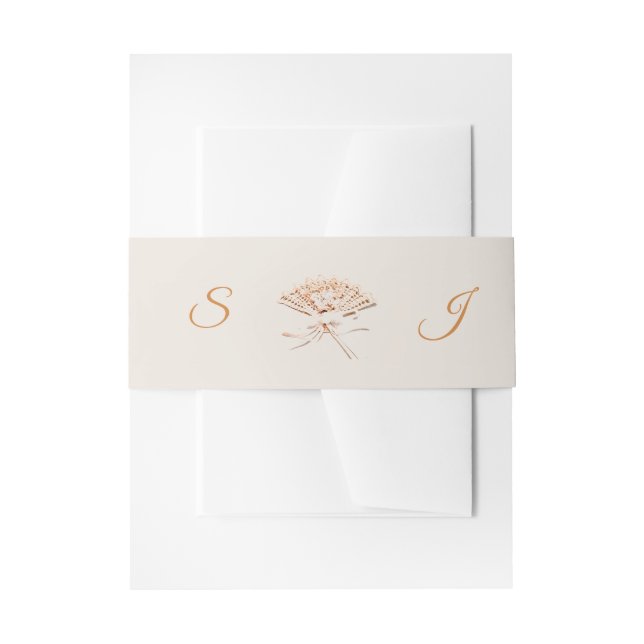 Cintas Para Invitaciones Tema del ventilador victoriano monogramado (Anverso Ejemplo)
