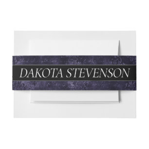 Cintas Para Invitaciones Terciopelo Índigo Damask   Barroco Grunge Medianoc