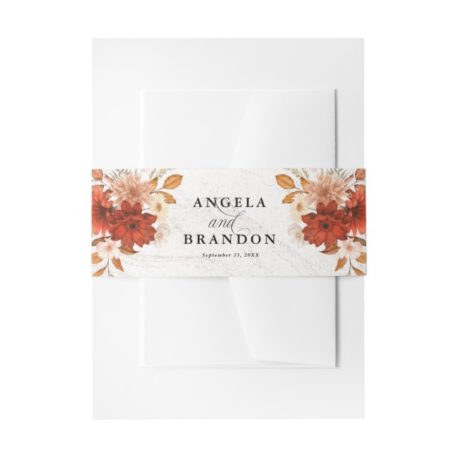 Cintas Para Invitaciones Terracota elegante Naranja quemada rústica (Anverso Ejemplo)