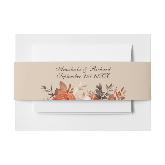 Cintas Para Invitaciones Terracota ligera y Boda Naranja quemado (Anverso Ejemplo)