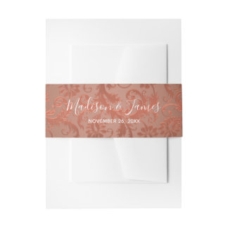 Cintas Para Invitaciones Terracota personalizada, banda de Belly de Damasco