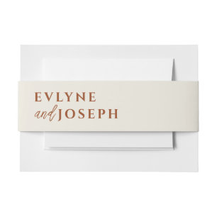 Cintas Para Invitaciones Terracotta Beige Boho Naranja negrita Boda