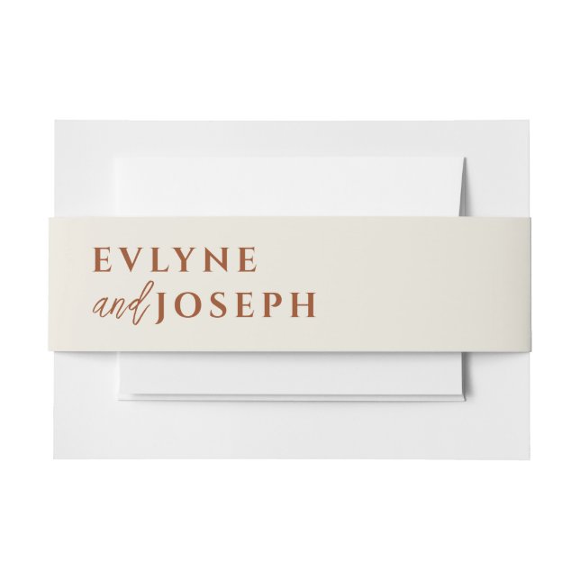 Cintas Para Invitaciones Terracotta Beige Boho Naranja negrita Boda (Anverso Ejemplo)