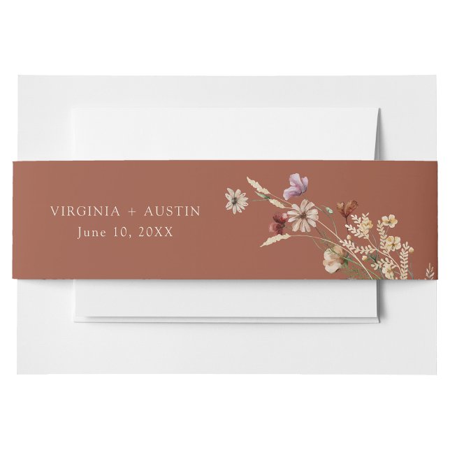 Cintas Para Invitaciones Terracotta Boho (Terracotta Boho Wildflower Invitation Belly Band by Painted Paperie
)