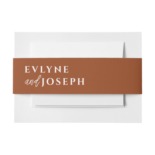 Cintas Para Invitaciones Terracotta Boho Naranja Burn Boda único audaz (Anverso Ejemplo)