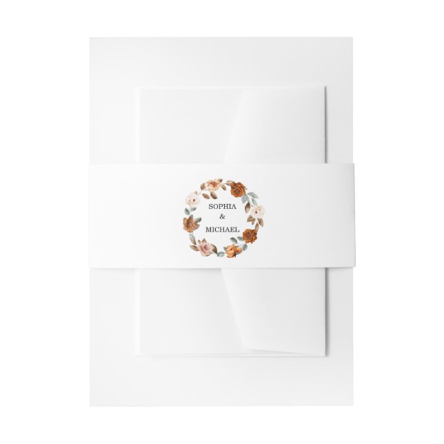 Cintas Para Invitaciones Terracotta Burnt Orange Floral Wedding (Anverso Ejemplo)