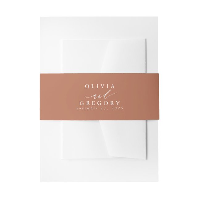 Cintas Para Invitaciones Terracotta Fall Brown Elegant Wedding (Anverso Ejemplo)