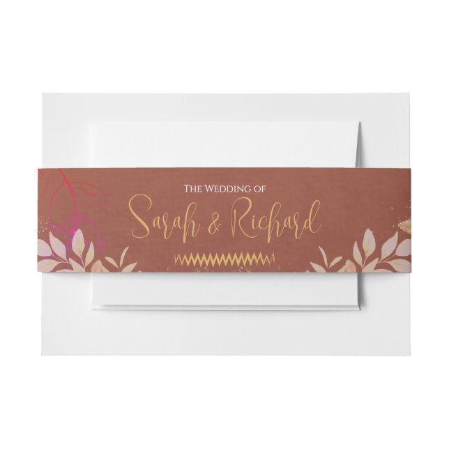 Cintas Para Invitaciones Terracotta & Gold Romántic Velvet Boda de lujo (Anverso Ejemplo)