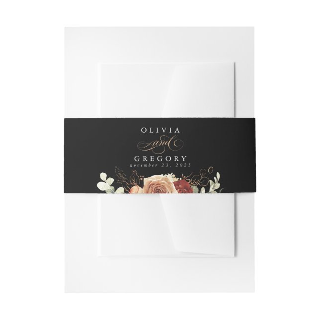 Cintas Para Invitaciones Terracotta Modern Boho Boda Negro (Anverso Ejemplo)