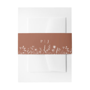 Cintas Para Invitaciones Terracotta Rustic Floral Fall Wildflower Boda