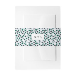 Cintas Para Invitaciones Terrazo Moderno y Monograma Esmeralda