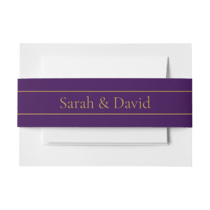 Cintas Para Invitaciones Texto de Personalizable elegante Oro y púrpura p