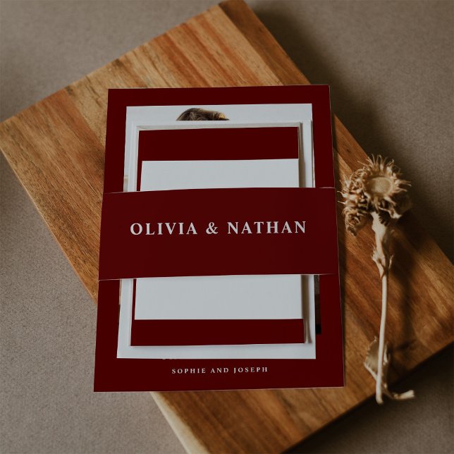 Cintas Para Invitaciones Texto elegante rojo oscuro | BODA (Subido por el creador)