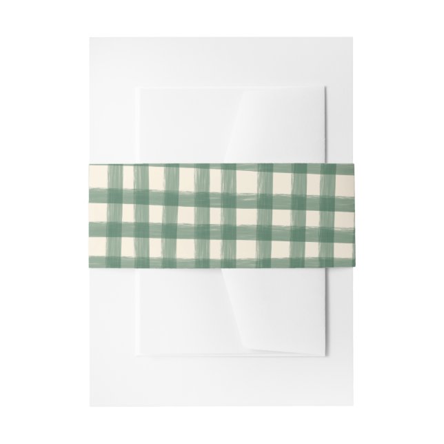 Cintas Para Invitaciones That's Amore Green Plaid Gingham Custom  (Anverso Ejemplo)