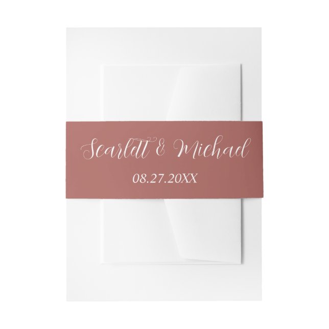 Cintas Para Invitaciones Tierra elegante moderna con nombres y fecha (Anverso Ejemplo)