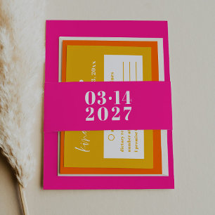 Cintas Para Invitaciones Típografía moderna Invitación a la boda en rosado