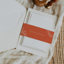 Cintas Para Invitaciones Tipografía Naranja Boda Floral Invitar banda Belly