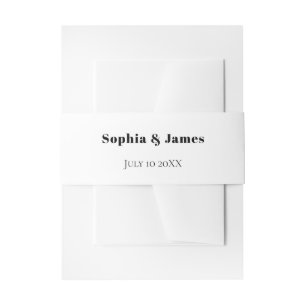 Cintas Para Invitaciones Tipografía negrita Boda Minimalista blanco
