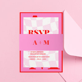 Cintas Para Invitaciones Tipografía retro negrita rosada roja
