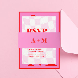 Cintas Para Invitaciones Tipografía retro negrita rosada roja