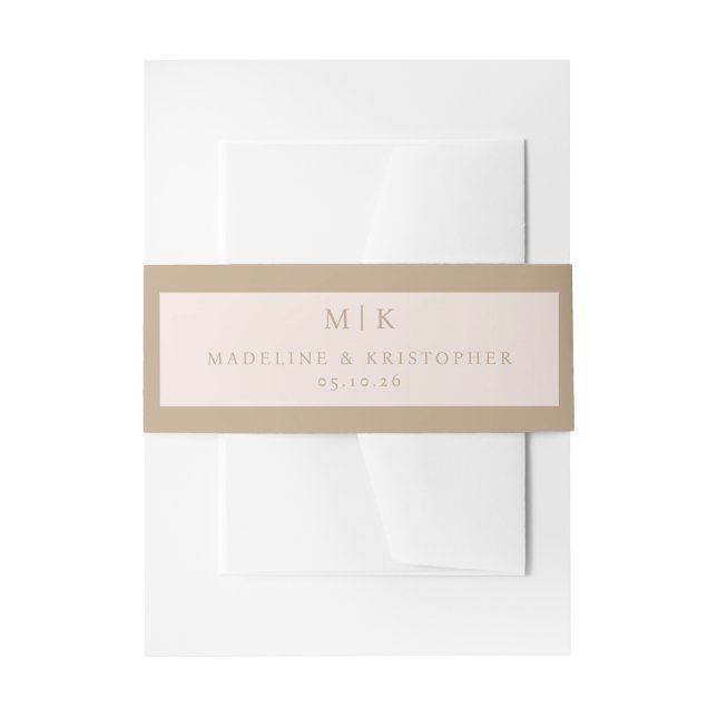 Cintas Para Invitaciones Tipográfico beige sofisticado (Anverso Ejemplo)