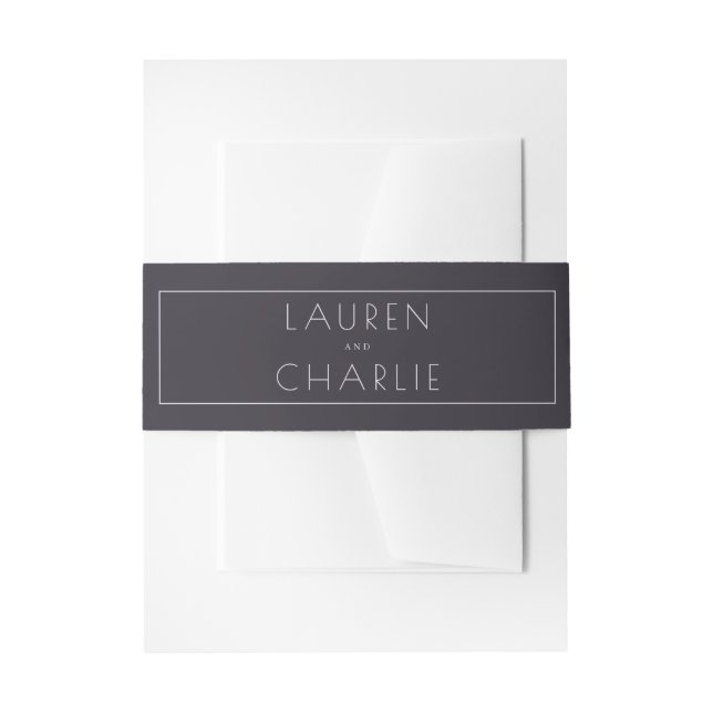 Cintas Para Invitaciones Tipográfico de Carbón Elegante (Anverso Ejemplo)