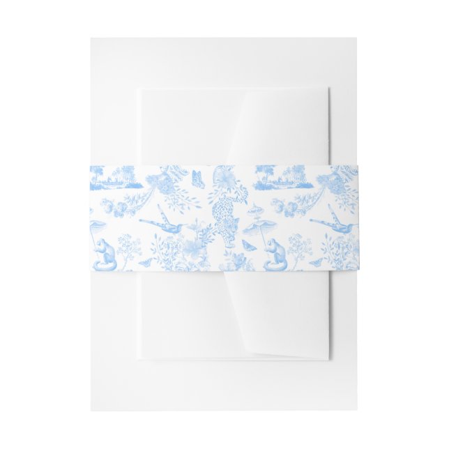 Cintas Para Invitaciones Toile Preppy Jungle Chinoiserie (Anverso Ejemplo)