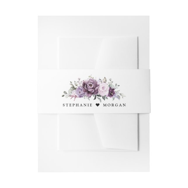 Cintas Para Invitaciones Tonos de violeta morada agitada florece Boda morad (Anverso Ejemplo)