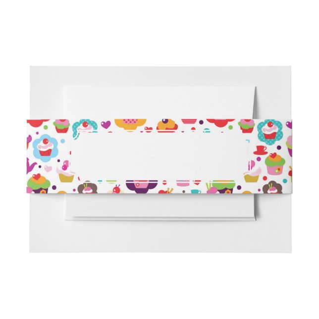 Cintas Para Invitaciones Torta de la taza y pote lindos del té (Anverso Ejemplo)