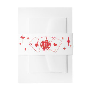 Cintas Para Invitaciones Traje de Poker Rojo Afortunado en Amor Monograma d
