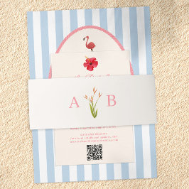 Cintas Para Invitaciones Tropical Botanical Floral Wedding Invitation