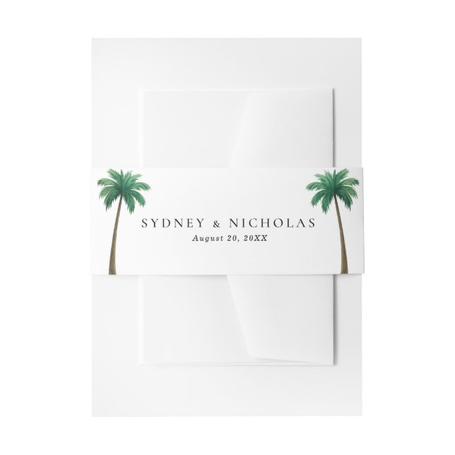 Cintas Para Invitaciones Tropical Palm Trees Minimal Beach Wedding (Anverso Ejemplo)