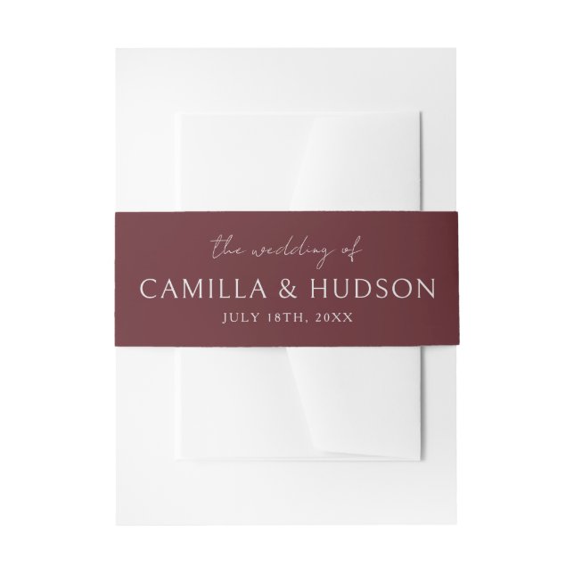 Cintas Para Invitaciones True Simplicity 4 | Dark Burgundy | Wedding Invite (Anverso Ejemplo)