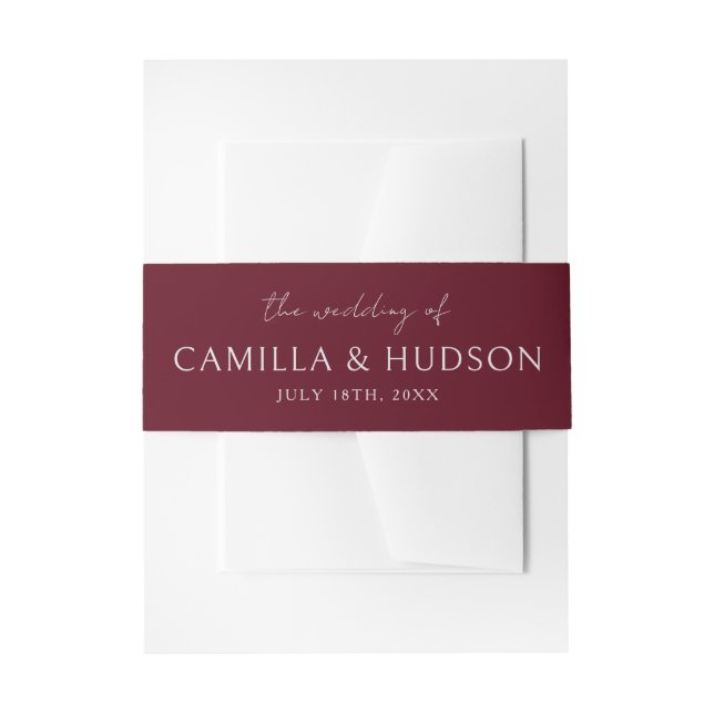 Cintas Para Invitaciones True Simplicity 4 | Deep Burgundy | Wedding Invite (Anverso Ejemplo)
