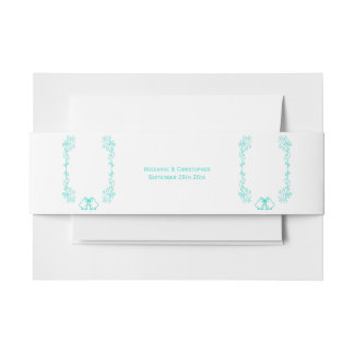 Cintas Para Invitaciones Turquoise Bells Scrollwork Design Boda