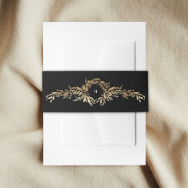 Cintas Para Invitaciones tuxedo & gold botanical wreath monogram wedding