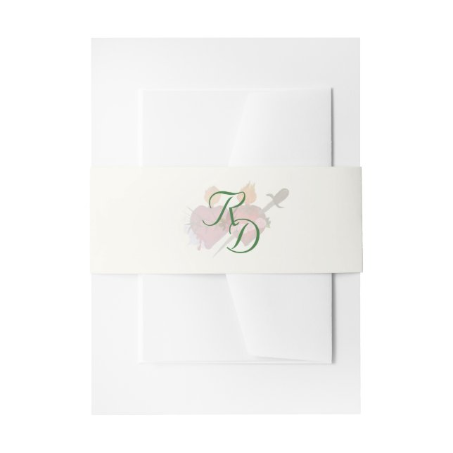 Cintas Para Invitaciones Two Hearts Catholic Wedding Invitation Belly Band (Anverso Ejemplo)