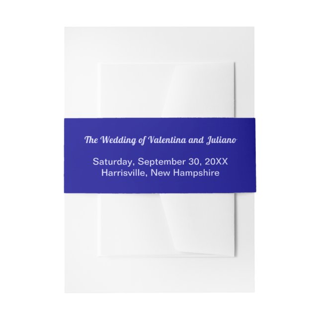 Cintas Para Invitaciones Typography Style Minimalist Dark Blue Wedding (Anverso Ejemplo)