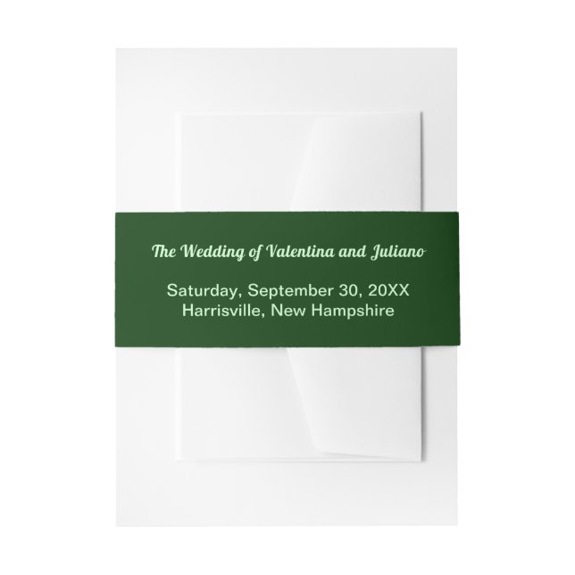 Cintas Para Invitaciones Typography Style Minimalist Dark Green Wedding (Anverso Ejemplo)